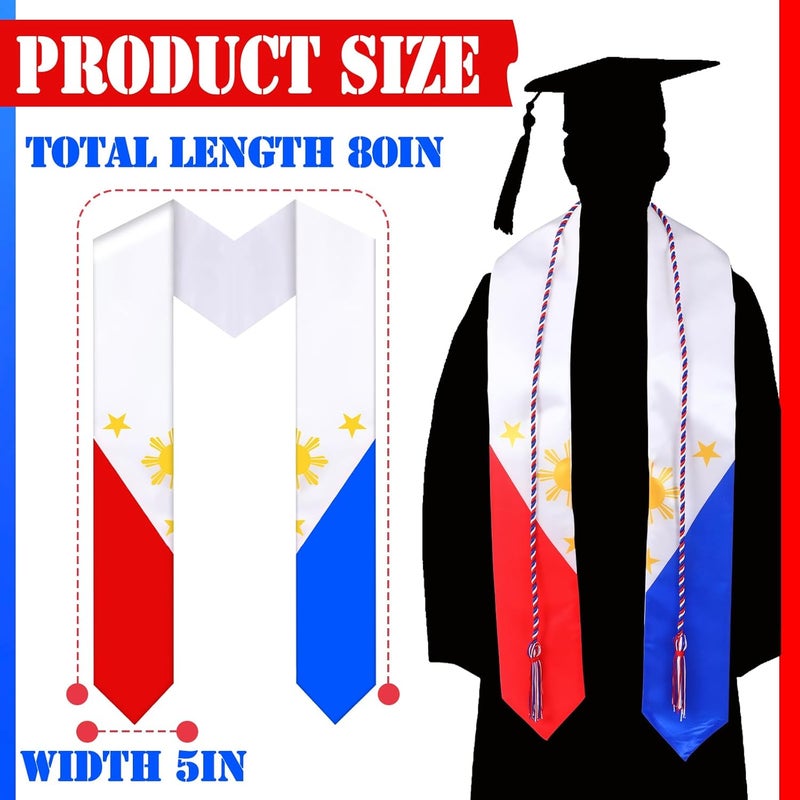 JaGely Country Flag Graduation Stole Sash Honor Cords Class of 2026 First Generation Grad Stole for International Students - Image 2